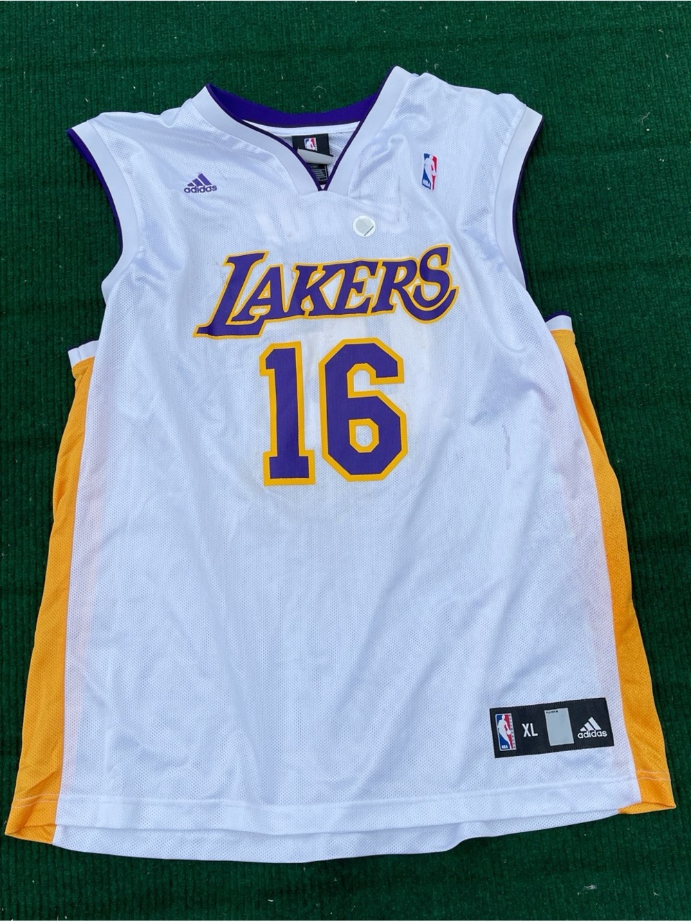 Adidas Paul Gasol Los Angeles Lakers Jersey Size XL White, Purple & Gold NBA